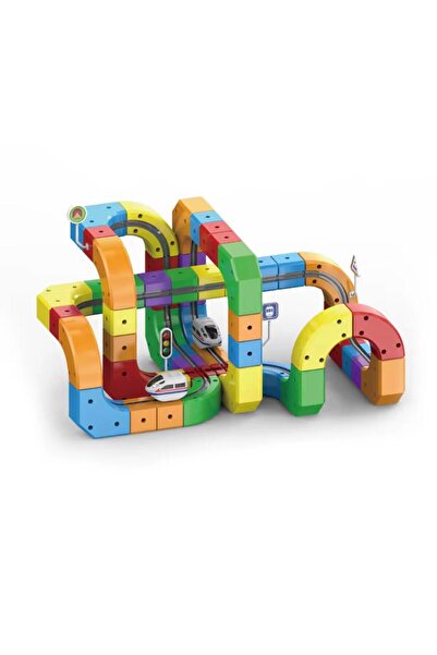 TOY LAND DIY Cube Track Magic Rail Train Set 123 Pieces Educational Building ...