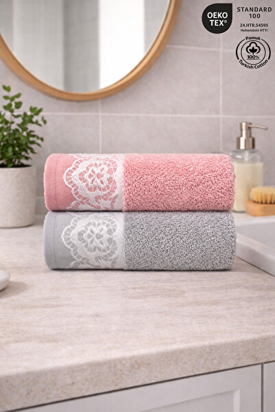 Ellaline MILANO Σετ Με γκιπούρ δαντέλα πετσετών 100% Βαμβάκι Πιστοποιημένες π...