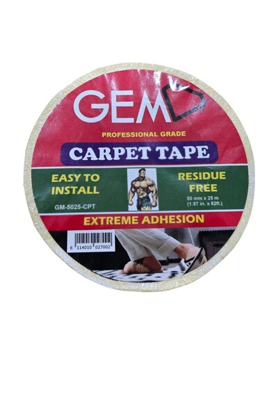 GEM شريط لاصق مزدوج الجوانب للسجاد 50 مم × 25 م - لاصق مطاطي شديد التحمل، لا ...