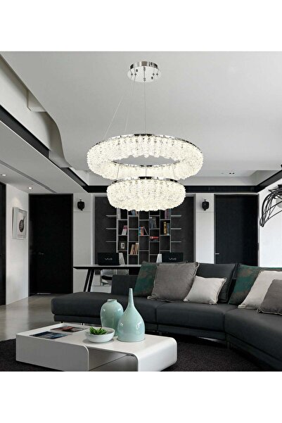 RFAN LED Chandelier, Model 78011-600+400, Crystal Texture, Metal, 160W, Silver