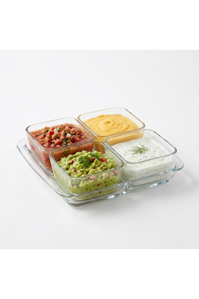 OEM Set de 4 boluri puzzle din sticlă cu tavă, design modular pentru gustări ...