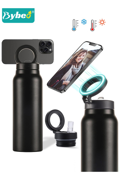 BYBEO 710ml Insulated Water Bottle with Magnetic Phone Holder, Compatible for...