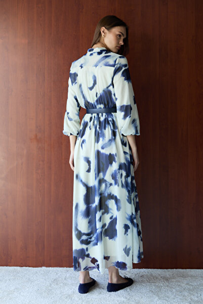 Melike Tatar Patterned Belt Piece Dress 32-2726