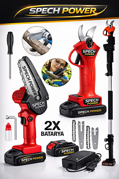 Spech Power Alman 2'li Set 999VF 30AH 3 Metre Teleskopik Akülü Dal Kesme Maka...