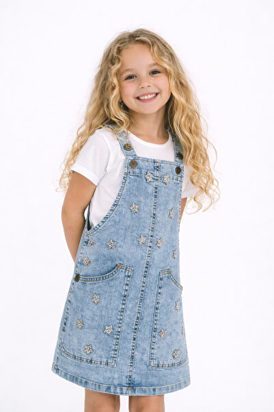 Sibel Günay Butik Dečija traper haljina bez rukava - Haljina sa tregerima u s...