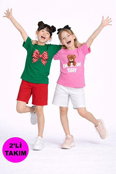 twins tailors Devojčin set od 2 dela: traka i plišani medvedić Štampano letnj...