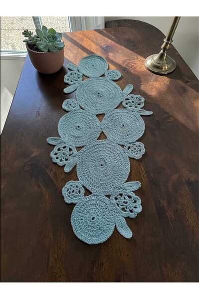 Ylc Tasarım El Örgüsü Rustik ve Modern Geometrik Masa Runner