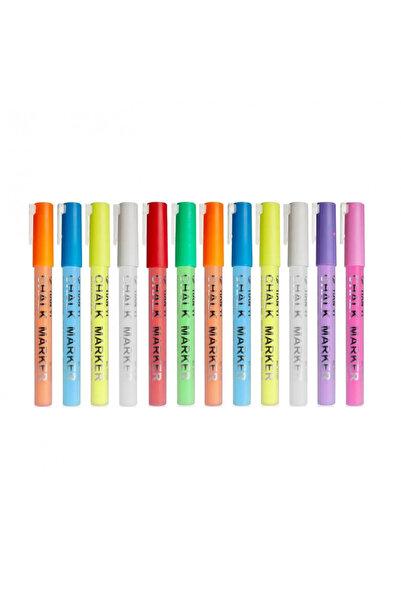 MaffStuff Set 12 markere creta lichida culori neon pentru scris si desen pe d...