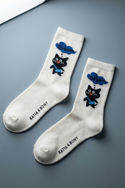 Katia&Bony Παιδικές κάλτσες Cat Με σχέδιο Blue