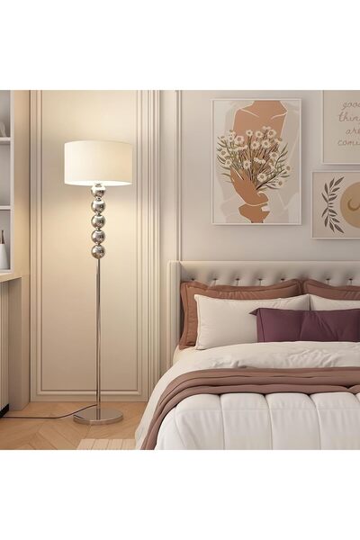 Arabest Iron Floor Lamp with Fabric Shade, Modern Tall LED Standing Light, fo...