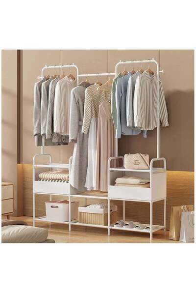 Arabest Metal Garment Rack, 165cm Clothes Coat Stand with Bottom Shelf, White...