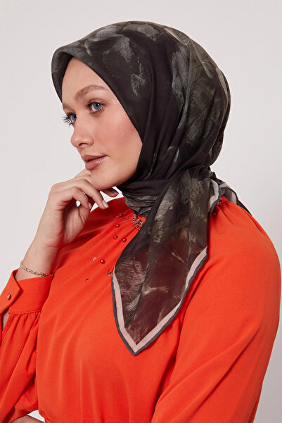 Bonjela Soft Scarf D2 Floral Pattern Khaki