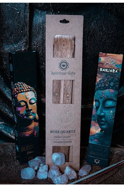 Namaruna Suport pentru bețișoare parfumate din lemn - Cuarț roz