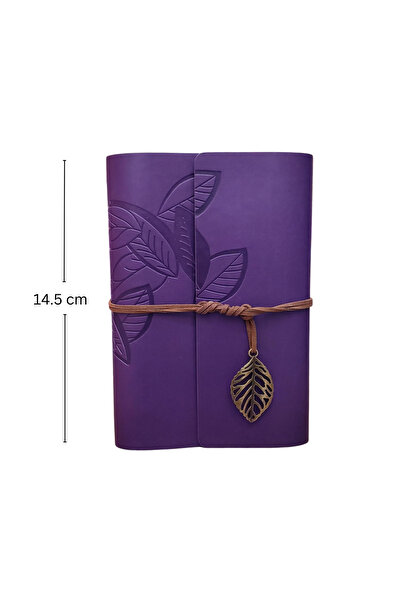 Zeynep Büyükbay Yaprak Patterned Small Size Leather Notebooks |   Purple