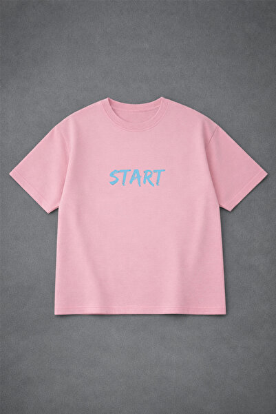 VODEXA Tricou oversize BLUE START cu imprimeu, 100% bumbac, croială confortabilă