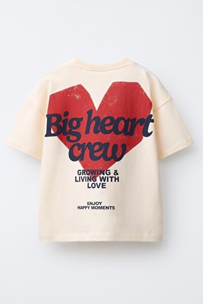 Daisy Dolly Unisex Çocuk Kalp Detaylı Pamuklu Tişört