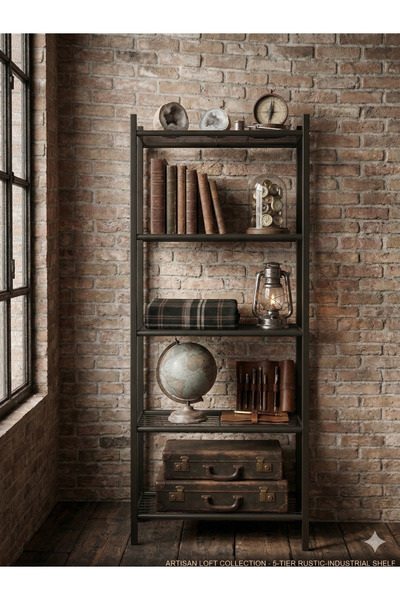 Minimal Home MinimalHome 5 Katlı Metal Kitaplık ve Çok Amaçlı Raf Ünitesi - E...