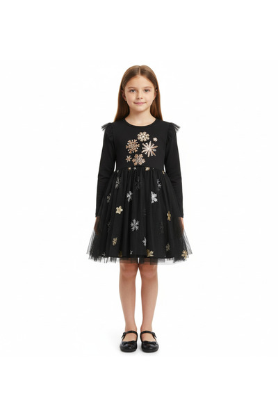 Bidani فستان سنو بلاك تشارم، أسود، مقاس من سنة إلى 8 سنوات