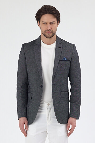 Frappoli Jachetă tip blazer Adelmiro pentru bărbați, neagră, de vară, cu gule...