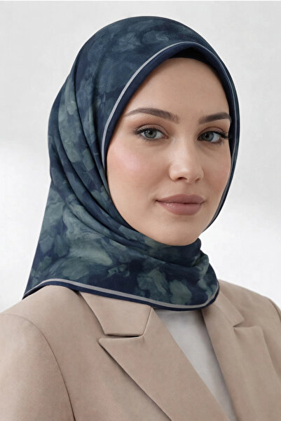 Bonjela Soft Scarf D2 Floral Pattern Petrol Blue