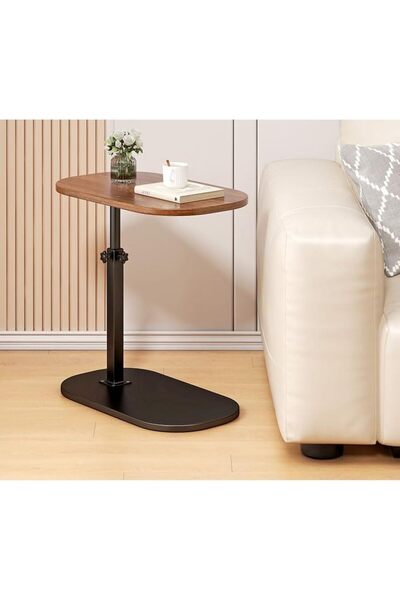 Arabest C-Shaped Side Table, Height Adjustable Couch Desk with 360° Rotating ...