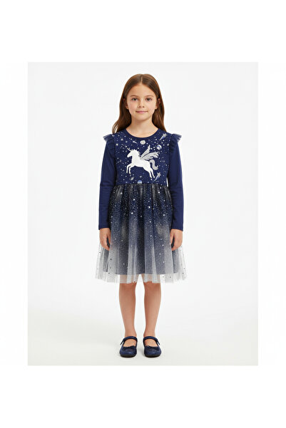 Bidani فستان الأميرة النجمة الصغيرة، أزرق داكن، من 3 إلى 8 سنوات