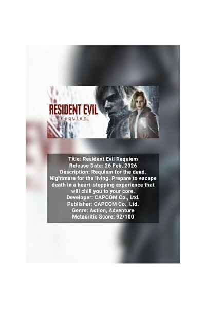 OEM Resident Evil Requiem Infographic Poster, Action-Adventure, Cardboard 250...