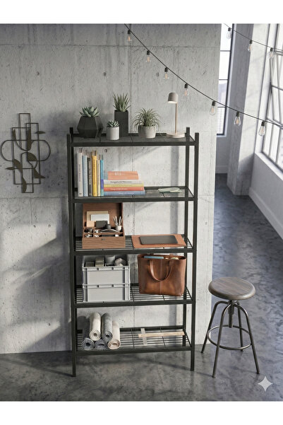 Minimal Home 5 Raflı Geniş Metal Kitaplık