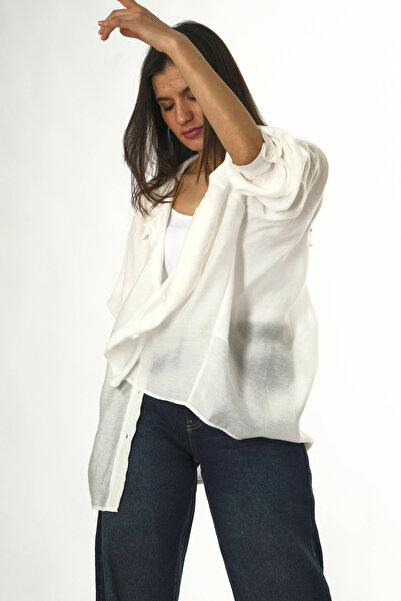 ABBRA Ženska Spuštena ramena Oversize kroj Modal košulja