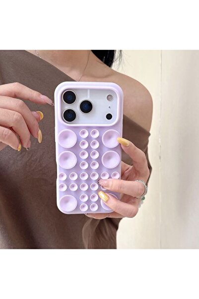 daystar iPhone 14 Plus ve IPhone 15 Plus ile Uyumlu Lila Vantuzlu Telefon Kılıfı