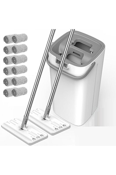 Verci دلو ممسحة مسطحة من الألياف الدقيقة بدون استخدام اليدين، 12 قطعة قماش، م...