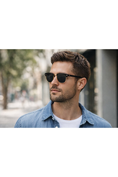 Révano Premium Retro Half-Rim Sunglasses for Men | UV Protection | Lightweigh...