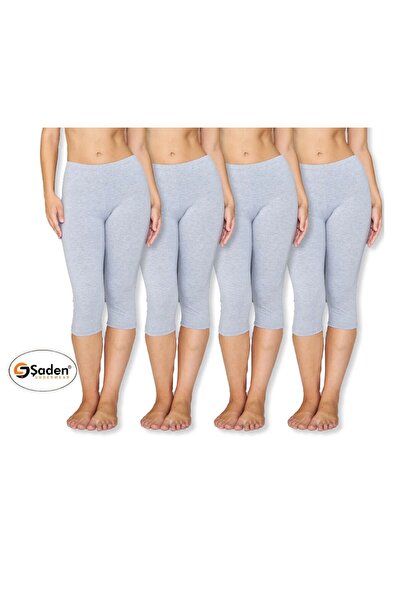 SADEN Four pairs of knee-length combed cotton leggings, 95% Cotton and 5% Lyc...