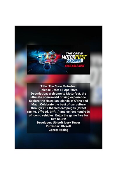 OEM Infographic Poster The Crew Motorfest, Racing Game, Premium Carton 250g, A4