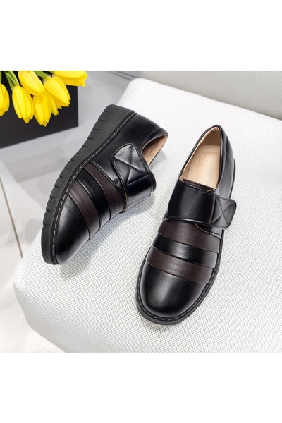 Modlet.ro Γυναικεία μαύρα casual παπούτσια με λουράκια velcro MOD13358