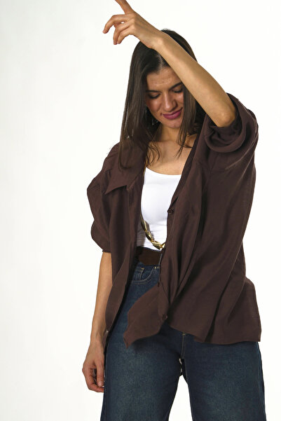 ABBRA Ženska Spuštena ramena Oversize kroj Modal košulja