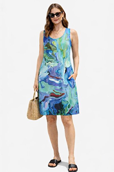 ALEXANDERGARDI Printed Pocketed Midi Length Dress