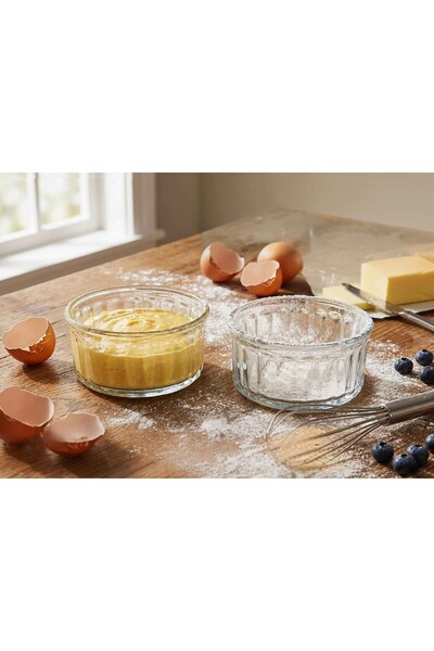 Qualitev 2 Pieces Heat Resistant Glass Soufflé Container Borline Soufflé Bowl...