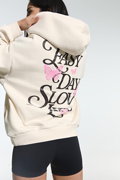 Bershka Baskılı kapüşonlu sweatshirt