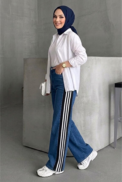 Tesettür Diyarı Γυναικεία φόρμα με λεπτομέρειες τύπου τζιν - Μαύρο Μπλε