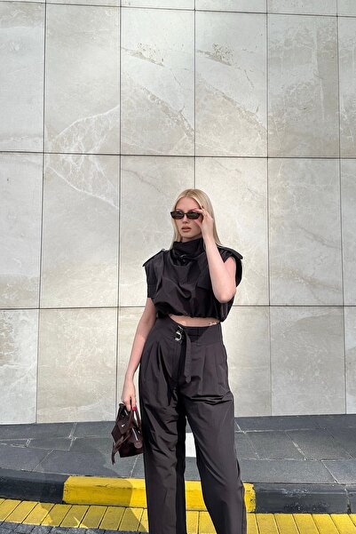 lizge giyim Belt Detail High Waist Pants