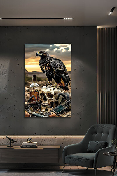 B&G DESIGN Pictură decorativă modernă de lux din sticlă, cu tematică vultur ș...
