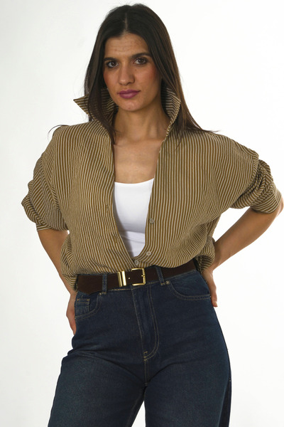 ABBRA Ženska Prugasto Oversize kroj Modal košulja