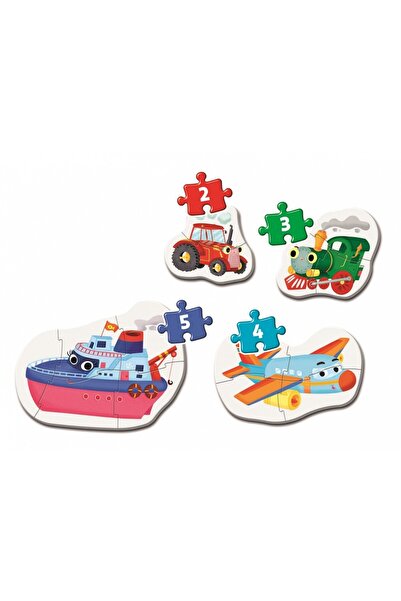 CLEMENTONI Puzzle 2/3/4/5 piese - My First Puzzle - Transports (4 Puzzles) (C...