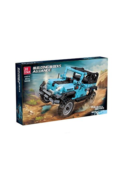 JİE STAR Set de constructie Masina SUV albastra cu mecanism pullback 391 el.