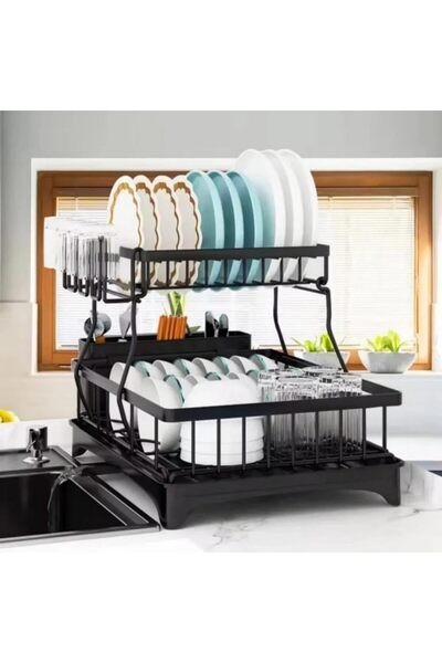 Arabest 2-Tier Stainless Steel Dish Drying Rack, Large Kitchen Drainer with D...