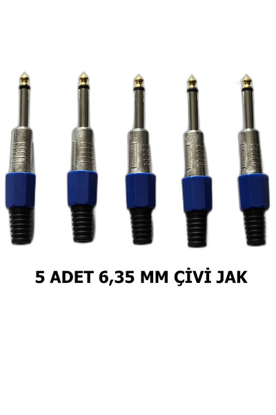 chester 5 Adet 6.35 mm Mono Çivi Jak Seti - Altın Uçlu Profesyonel Gitar ve A...