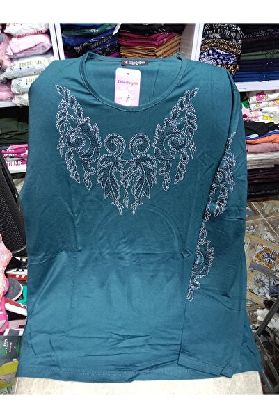 Butik Ful likralı kumaş taş işlemeli bluz