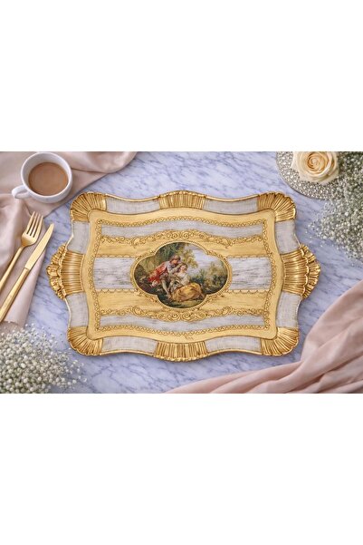 decovien صينية خشبية مزخرفة يدويًا على شكل شجرة الورد، منقوش علبة تقديم أنيقة