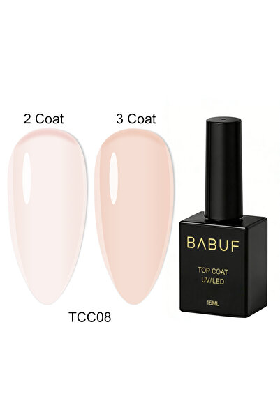 BABUF Top Coat Milky & Nude Collection TCC – Glossy Finish, UV Protection, 15ml
